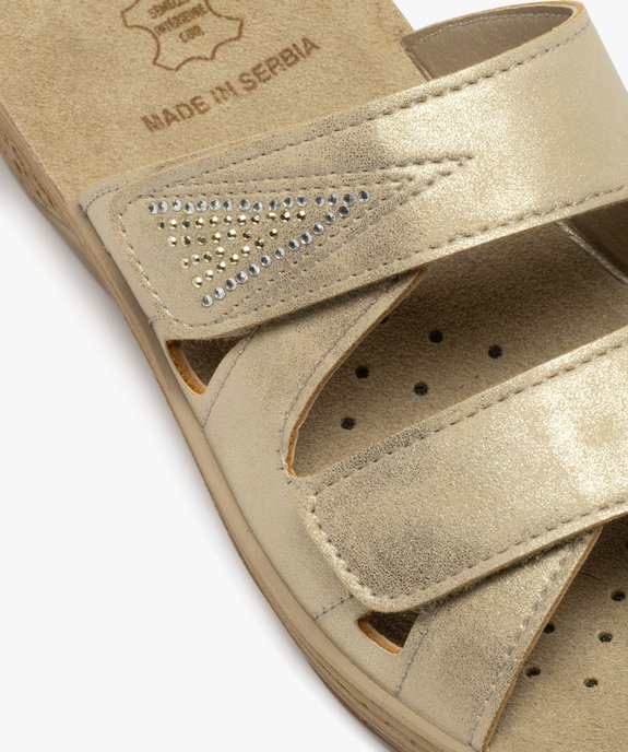 Mules femme confort unies à semelle compensée avec double brides scratch vue12 - G'FLEX - GEMO