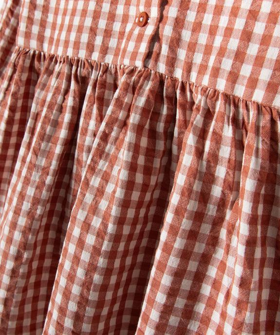 Robe manches longues en coton à carreaux vichy bébé fille vue3 - GEMO(BEBE DEBT) - GEMO