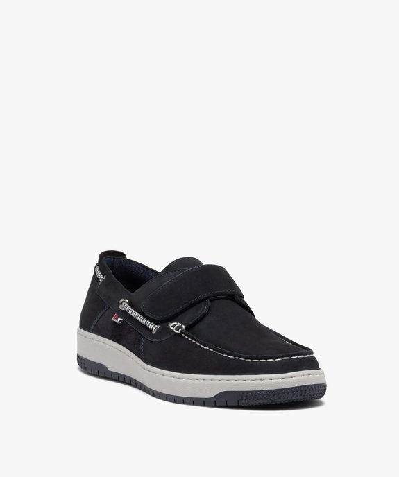 Chaussures bateau homme dessus cuir retourné uni vue2 - GEMO (CONFORT) - GEMO
