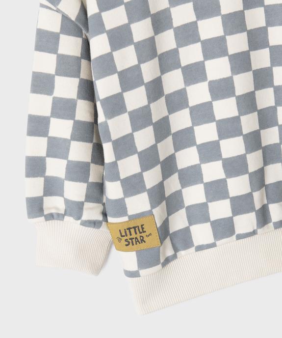 Sweat à motif damier bébé garçon vue2 - GEMO 4G BEBE - GEMO