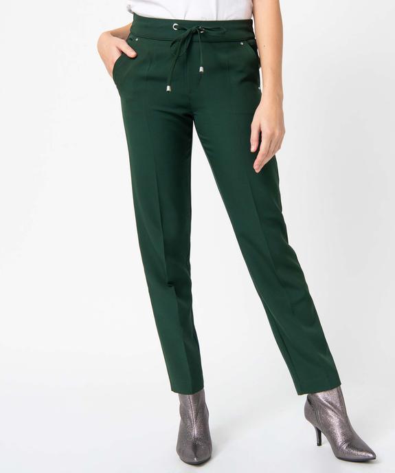 Pantalon femme en maille souple à plis vue1 - GEMO(FEMME PAP) - GEMO