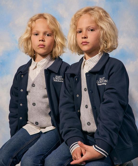 Sweat avec col chemise fermeture pressions garçon vue1 - GEMO (ENFANT) - GEMO