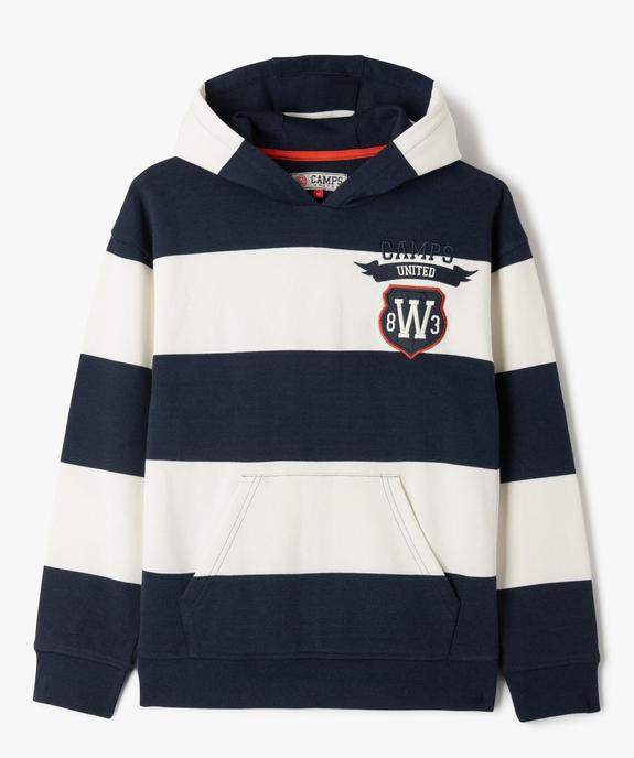 Sweat à capuche rayé en maille fine garçon - Camps United vue2 - CAMPS - GEMO