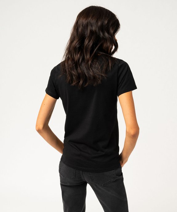 Tee-shirt manches courtes imprimé femme - Nirvana vue3 - BLACK PINK - GEMO