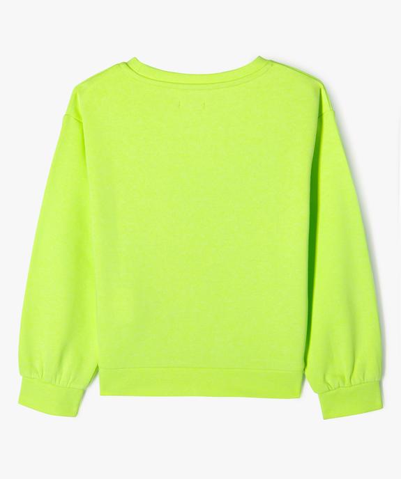 Sweat en molleton fluo à message fille vue3 - GEMO 4G FILLE - GEMO