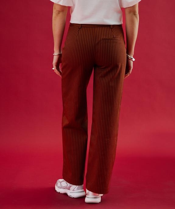 Pantalon large à rayures en coton stretch femme vue4 - GEMO(FEMME PAP) - GEMO