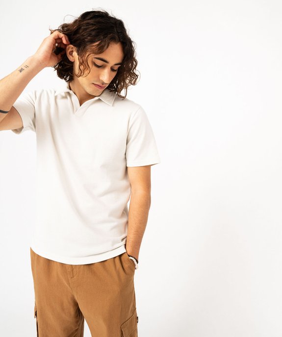 Polo à manches courtes en maille texturée homme vue1 - GEMO 4G HOMME - GEMO