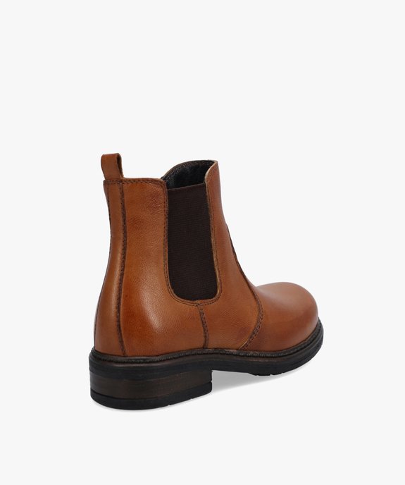 Boots fille style Chelsea unies dessus cuir - Tanéo vue5 - TANEO - GEMO