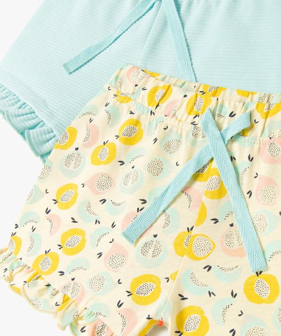 Short en coton avec volants bébé fille (lot de 2) vue2 - GEMO(BEBE DEBT) - GEMO