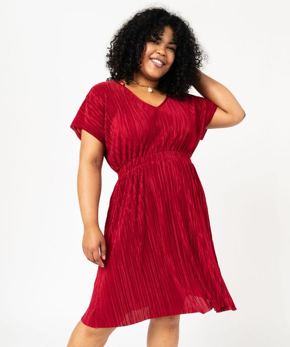Robe manches courtes en maille plissée femme grande taille vue1 - GEMO (G TAILLE) - GEMO