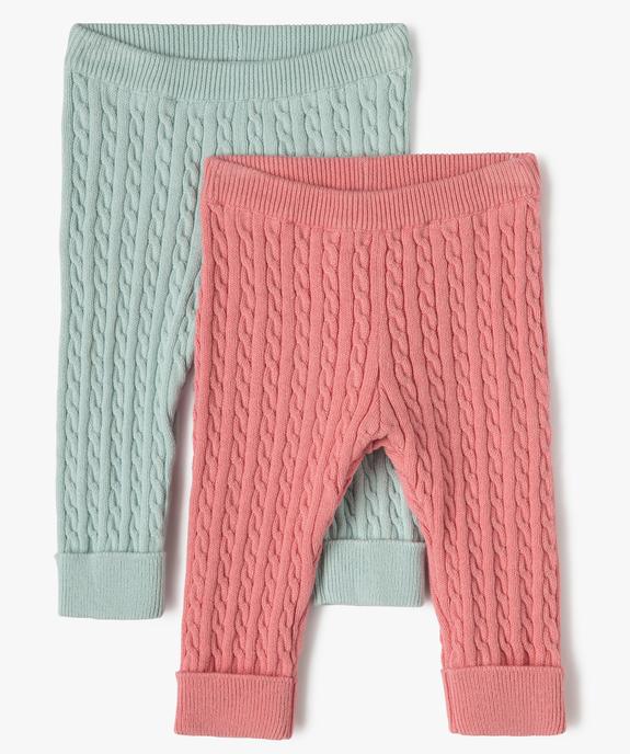Pantalon bébé fille en maille torsadée (lot de 2) vue1 - GEMO(BB COUCHE) - GEMO