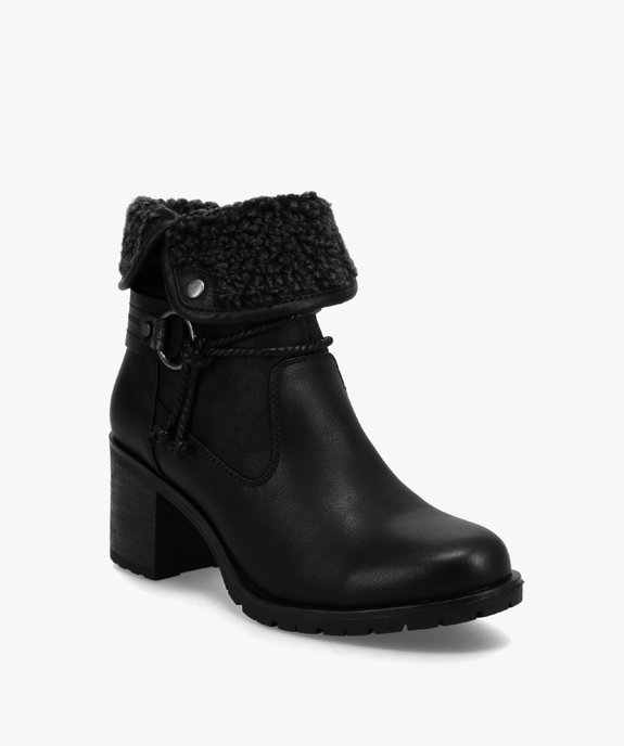 Boots femme à talon carré et col sherpa vue2 - GEMO(URBAIN) - GEMO