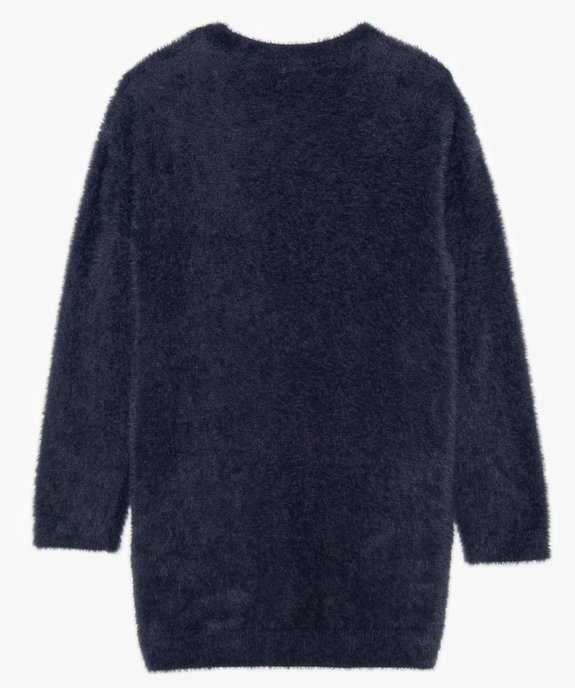Gilet fille long porté ouvert en maille duveteuse vue2 - GEMO (ENFANT) - GEMO