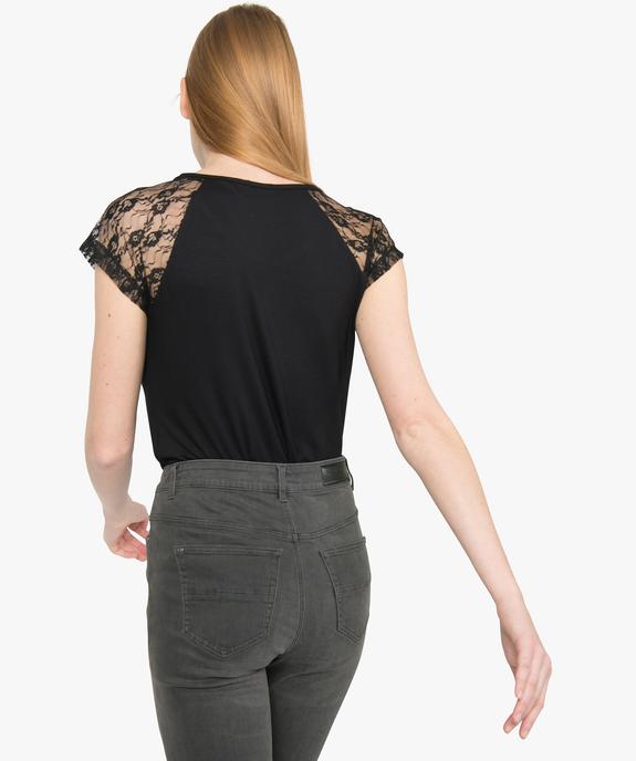Tee-shirt femme à manches en tulle et dentelle vue3 - GEMO (MAILLE) - GEMO