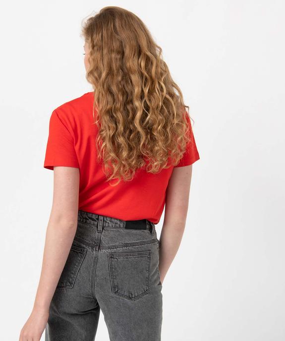 Tee-shirt femme à manches courtes avec col V vue3 - GEMO(FEMME PAP) - GEMO