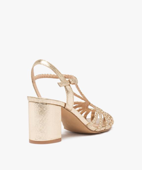 Sandales femme à talon carré avec bout semi-fermé et brides tressées unies vue4 - GEMO(URBAIN) - GEMO