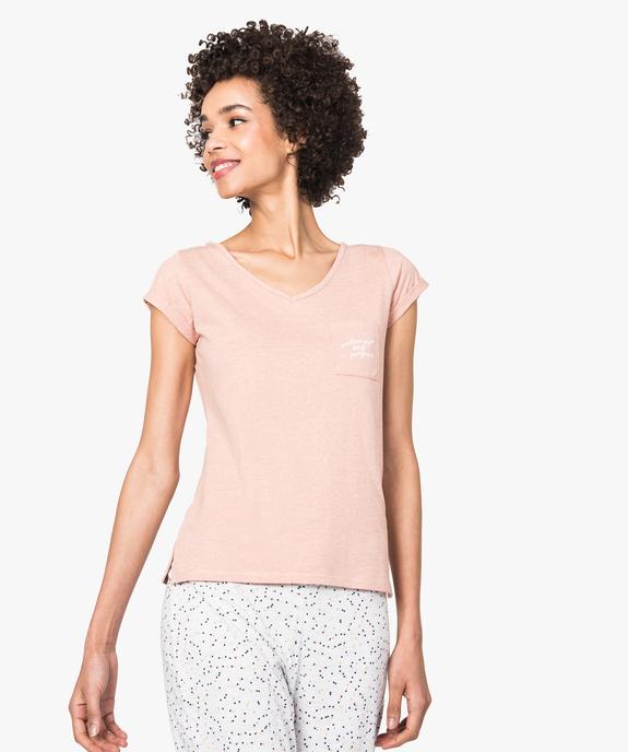 Haut de pyjama à manches courtes vue1 - GEMO(HOMWR FEM) - GEMO