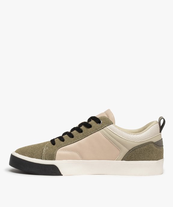 Baskets homme multicolores et multimatières à lacets vue3 - GEMO (CASUAL) - GEMO