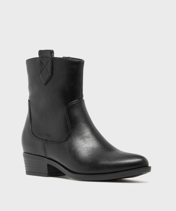 Boots santiags unies à zip femme - Follow Me vue2 - FOLLOW ME - GEMO