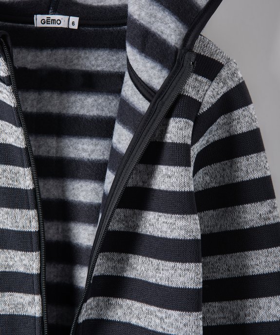 Sweat garçon à capuche et fermeture zippé à rayures vue2 - GEMO (ENFANT) - GEMO