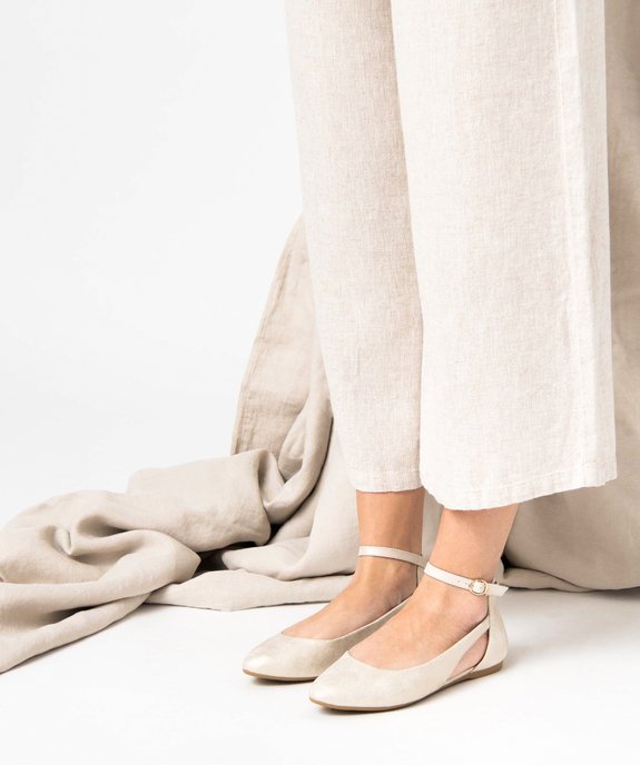 Ballerines femme à talon plat unies avec bride cheville vue1 - VALENTINA BALDA - GEMO