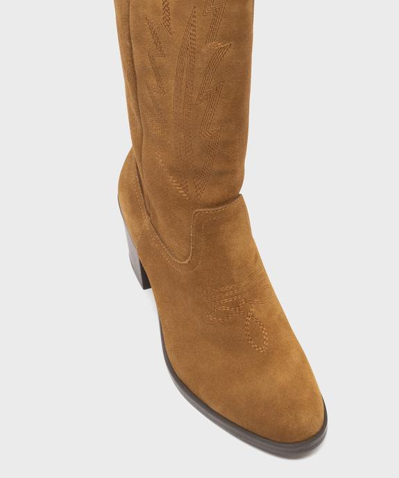 Bottes dessus cuir velours esprit Santiag femme - Tanéo vue6 - TANEO - GEMO