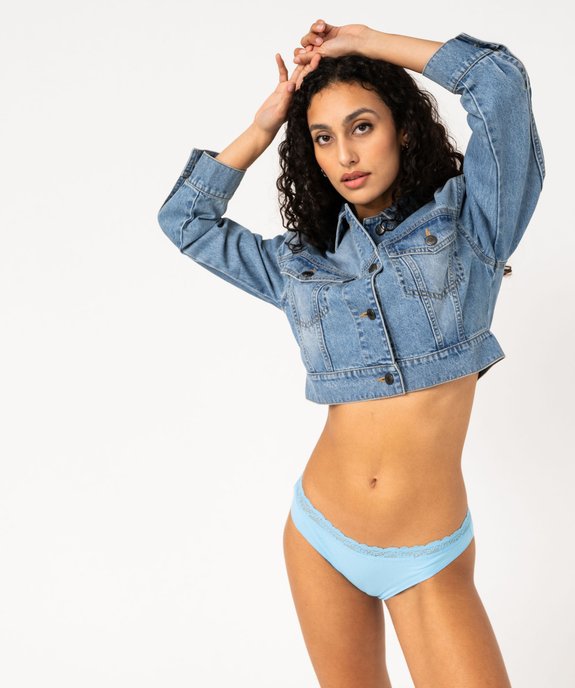 Culotte en coton stretch avec ceinture dentelle femme (lot de 2) vue5 - GEMO 4G FEMME - GEMO
