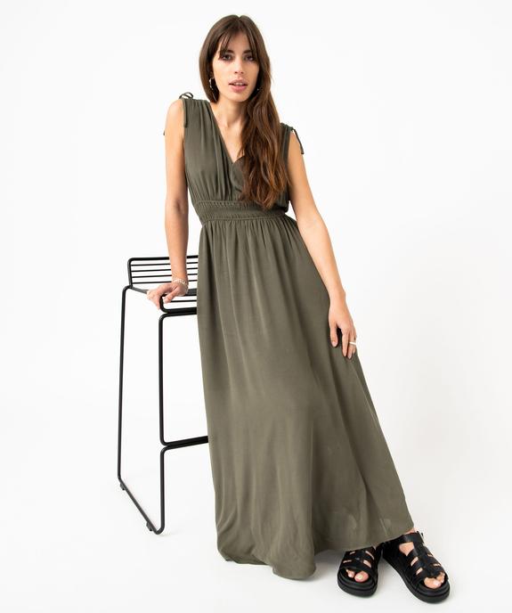 Robe longue sans manches à col V femme vue1 - GEMO(FEMME PAP) - GEMO