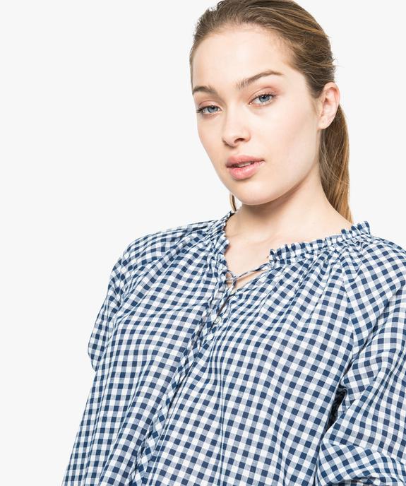 Blouse en coton fin imprimé vichy vue2 - GEMO (CASUAL) - GEMO