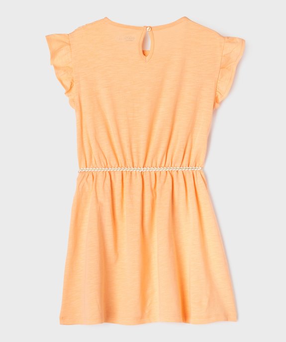Robe fille en maille avec buste brodé et manches à volants vue3 - GEMO 4G FILLE - GEMO