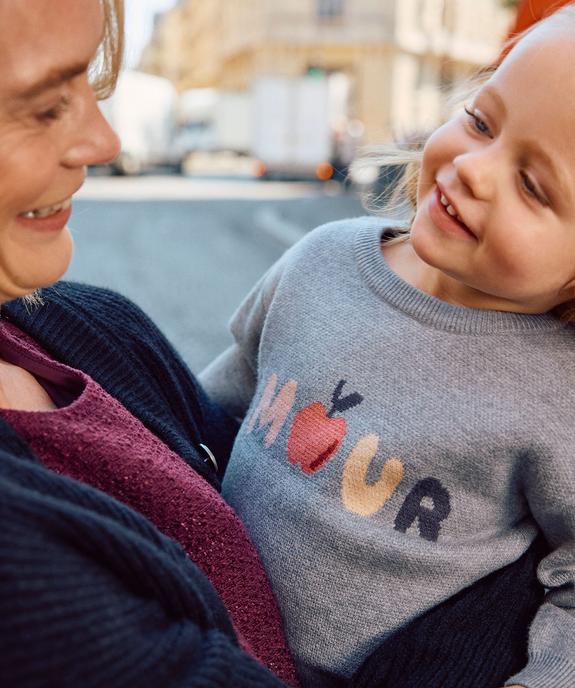 Pull en maille épaisse avec message bébé fille vue1 - GEMO(BEBE DEBT) - GEMO