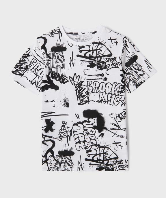 Tee-shirt manches courtes à motifs graffiti garçon vue2 - GEMO 4G GARCON - GEMO