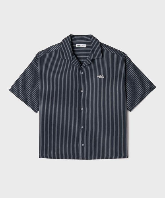 Chemise manches courtes à rayures et col cubain garçon vue1 - GEMO (JUNIOR) - GEMO