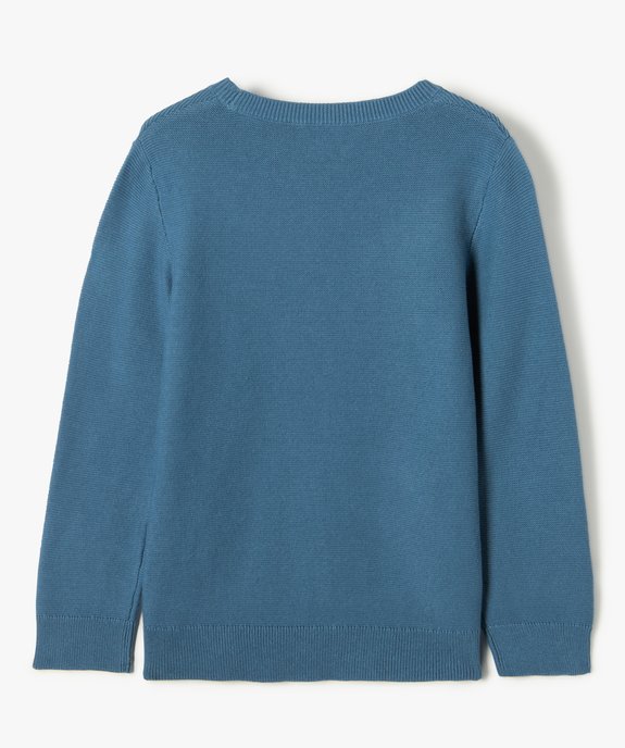 Pull en coton à col rond garçon vue3 - GEMO (ENFANT) - GEMO