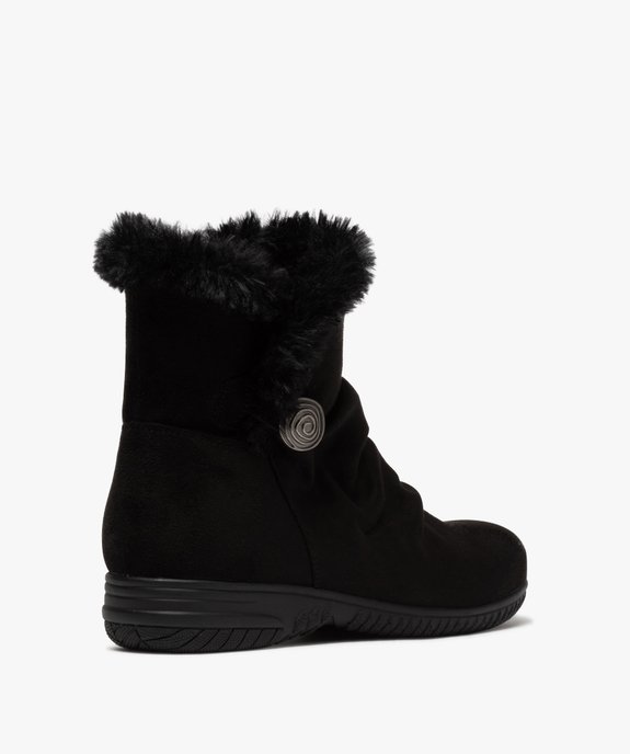 Boots fourrées femme zippées en suédine unie  vue4 - GEMO (CONFORT) - GEMO