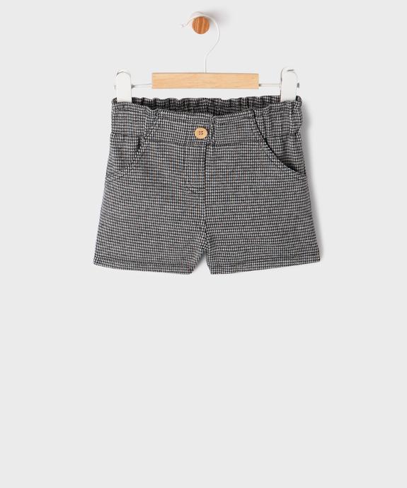 Short à motif pied de poule avec taille ajustable bébé fille vue1 - GEMO(BEBE DEBT) - GEMO