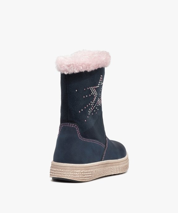 Bottes fourrées fille en suédine motif étoile en strass vue4 - GEMO (ENFANT) - GEMO