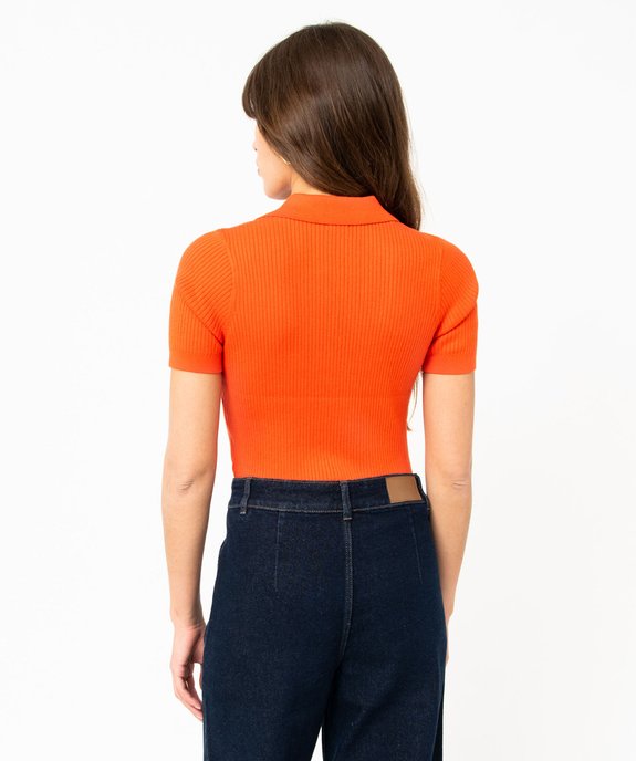 Pull à manches courtes et col V femme vue3 - GEMO(FEMME PAP) - GEMO