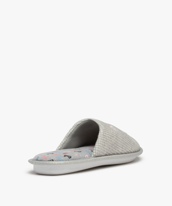 Chaussons femme mules plates brodées Home & Chill vue4 - GEMO(HOMWR FEM) - GEMO