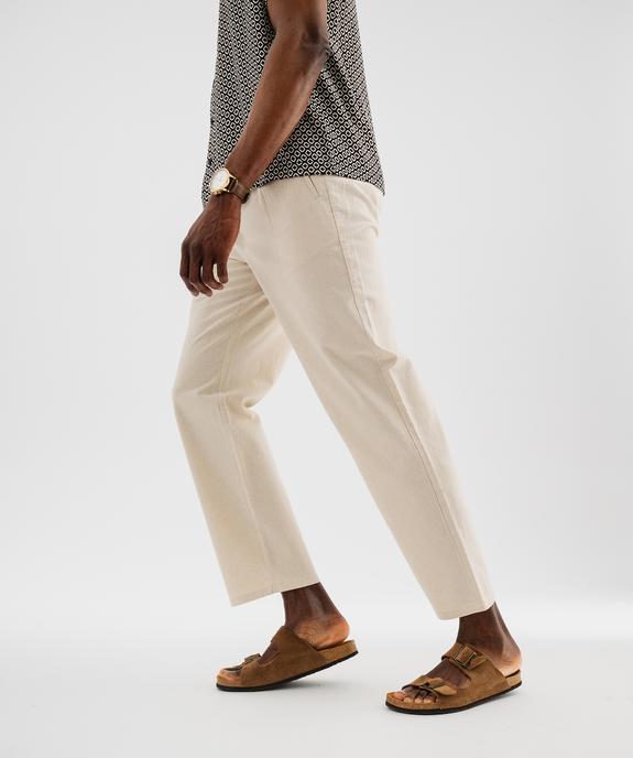 Pantalon à pinces en coton et lin homme vue1 - GEMO (HOMME) - GEMO