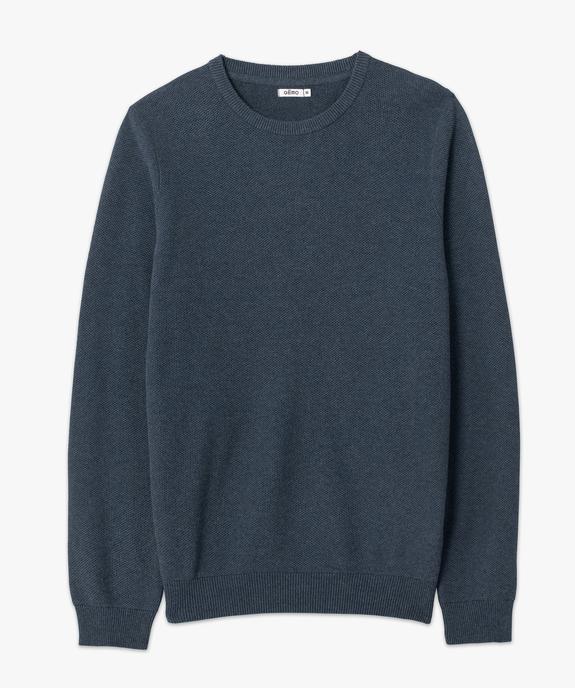 Pull homme uni en maille fantaisie  vue4 - GEMO (HOMME) - GEMO