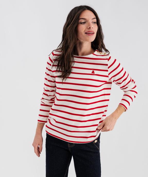 Tee-shirt manches longues rayé marinière femme - LuluCastagnette vue6 - LULU CASTAGNETTE GEMO FOR GOOD - GEMO