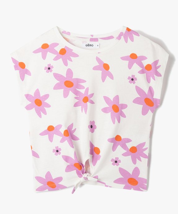 Tee-shirt fille à manches courtes, base nouée et imprimé vue1 - GEMO (ENFANT) - GEMO