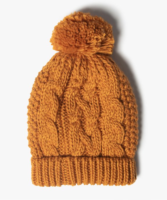 Bonnet femme en grosse maille avec pompon vue1 - GEMO (ACCESS) - GEMO