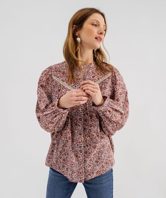 Blouse ample en voile de coton imprimé femme vue4 - GEMO 4G FEMME - GEMO