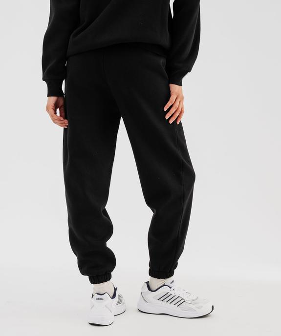 Pantalon de jogging en molleton uni à taille élastiquée femme vue3 - GEMO 4G FEMME - GEMO