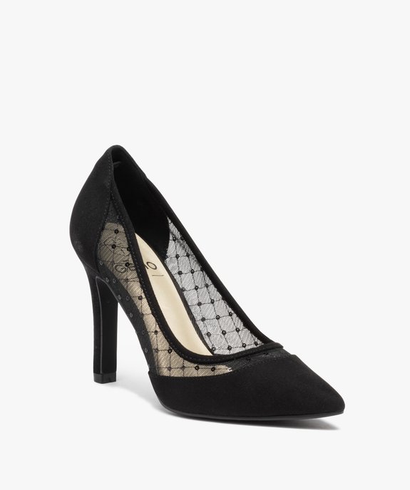 Escarpins femme à bout pointu et détails résille vue2 - GEMO(URBAIN) - GEMO
