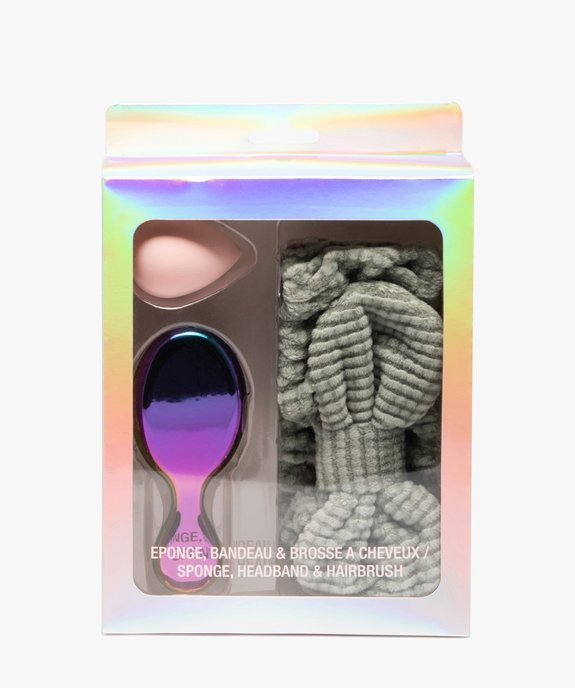 Coffret de 3 accessoires de beauté : bandeau, éponge et brosse à cheveux vue1 - GEMO (ACCESS) - GEMO
