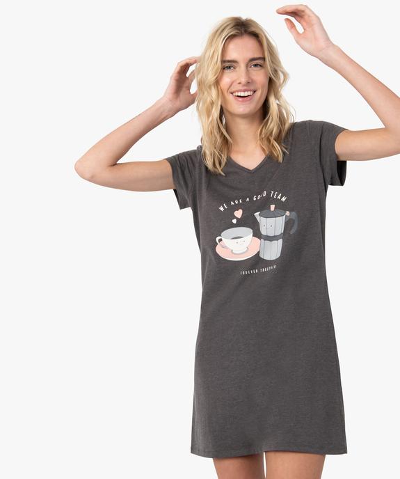 Chemise de nuit imprimée à manches courtes femme vue1 - GEMO 4G FEMME - GEMO