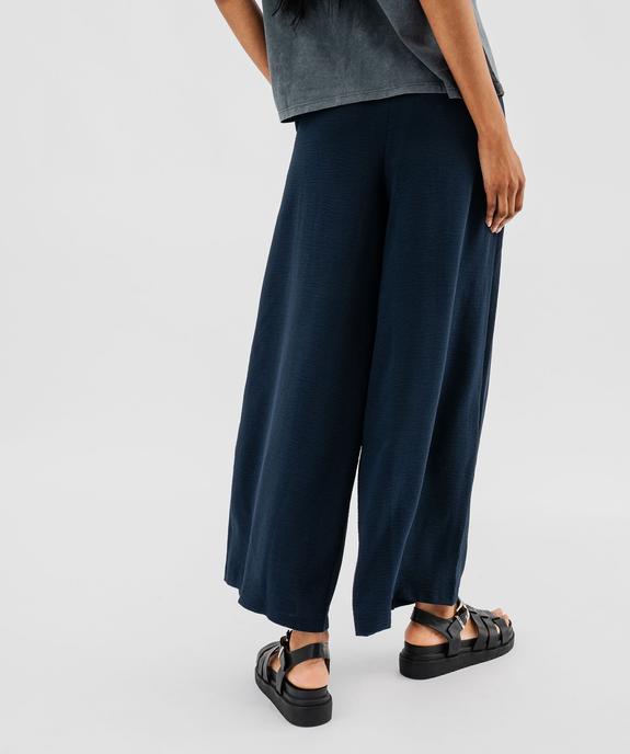 Pantalon large et fluide à taille élastiquée et liens à nouer femme vue3 - GEMO 4G FEMME - GEMO